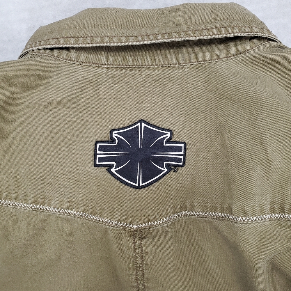 Harley Davidson shirt men's 3XL army green western style long sleeve button - Picture 11 of 13